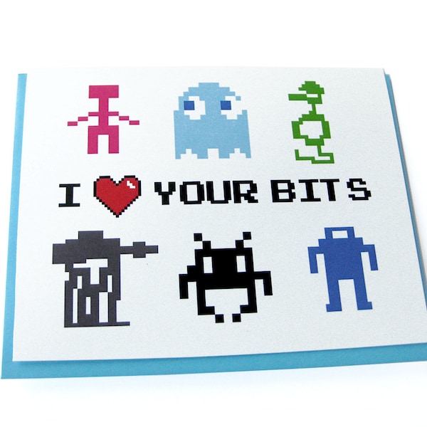 I Love Your Bits Card // Video Game 80s Geek Love Card // I Heart Your Bits Valentine