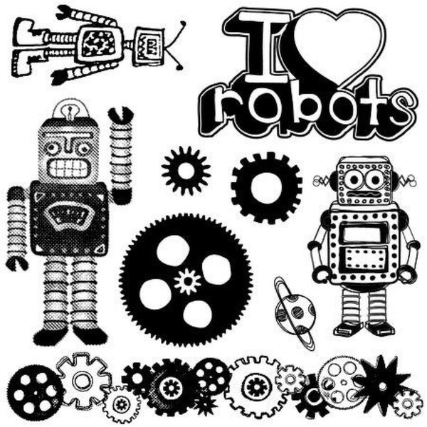 I Heart Robots // Sassafras Lass Clear Stamps