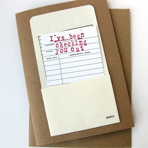 Valentine Card // Checking You Out Library Card // Funny Valentine image 3