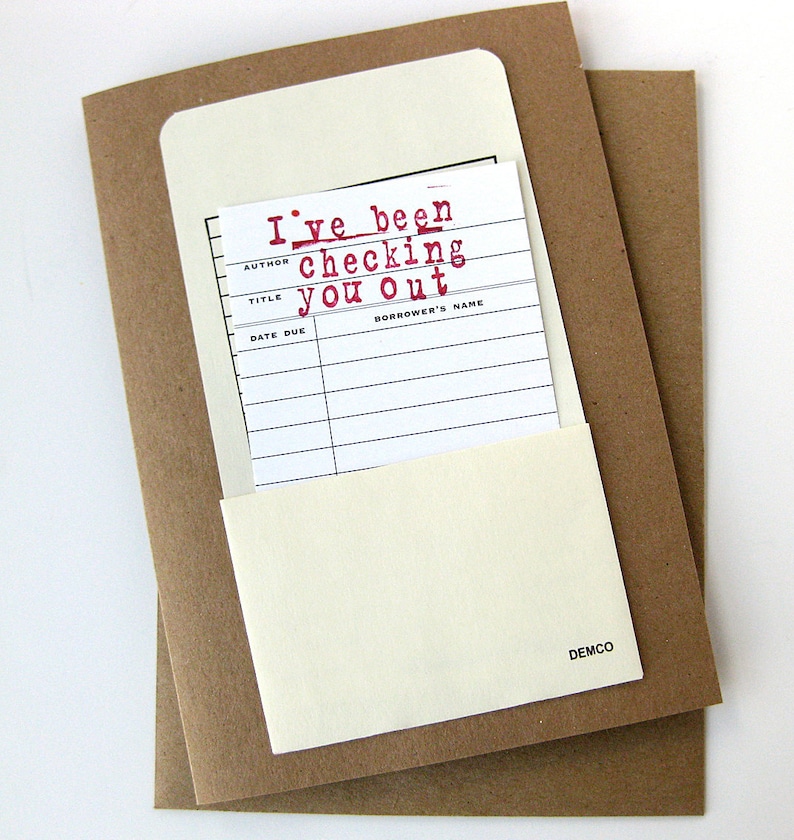 Valentine Card // Checking You Out Library Card // Funny Valentine image 3