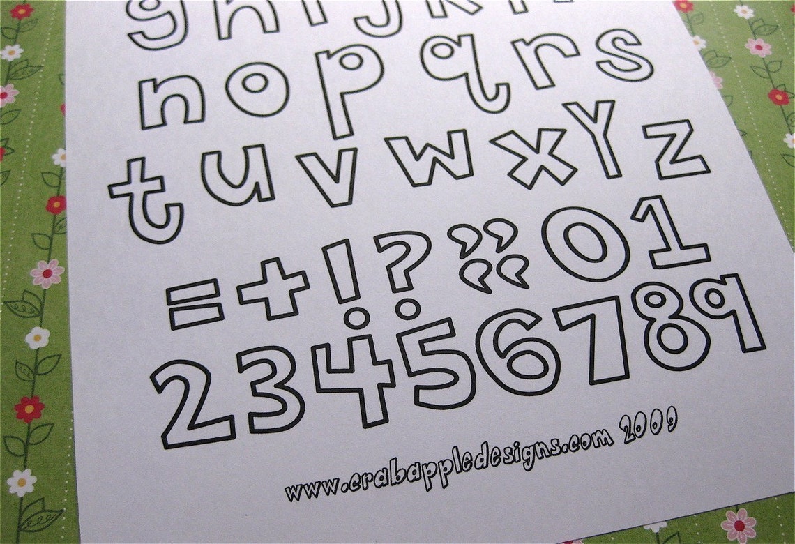 Printable // Lowercase Letters Numbers // Color Your Own Etsy