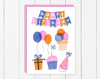 Birthday Treats Riso Style Card