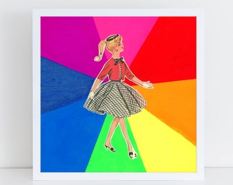 Rainbow Girl // Collage Art Print