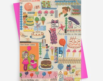 Birthday Collage Art Blank Card