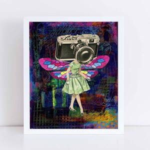 Dragonfly Girl // Collage Art Print // Surreal Home Decor