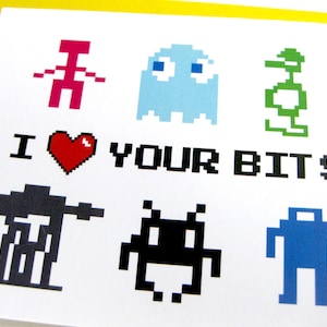 Video Game 80s Geek Love Card // I Love Your Bits