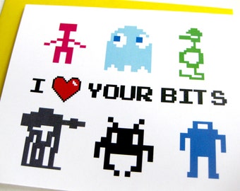 Video Game 80s Geek Love Card // I Love Your Bits