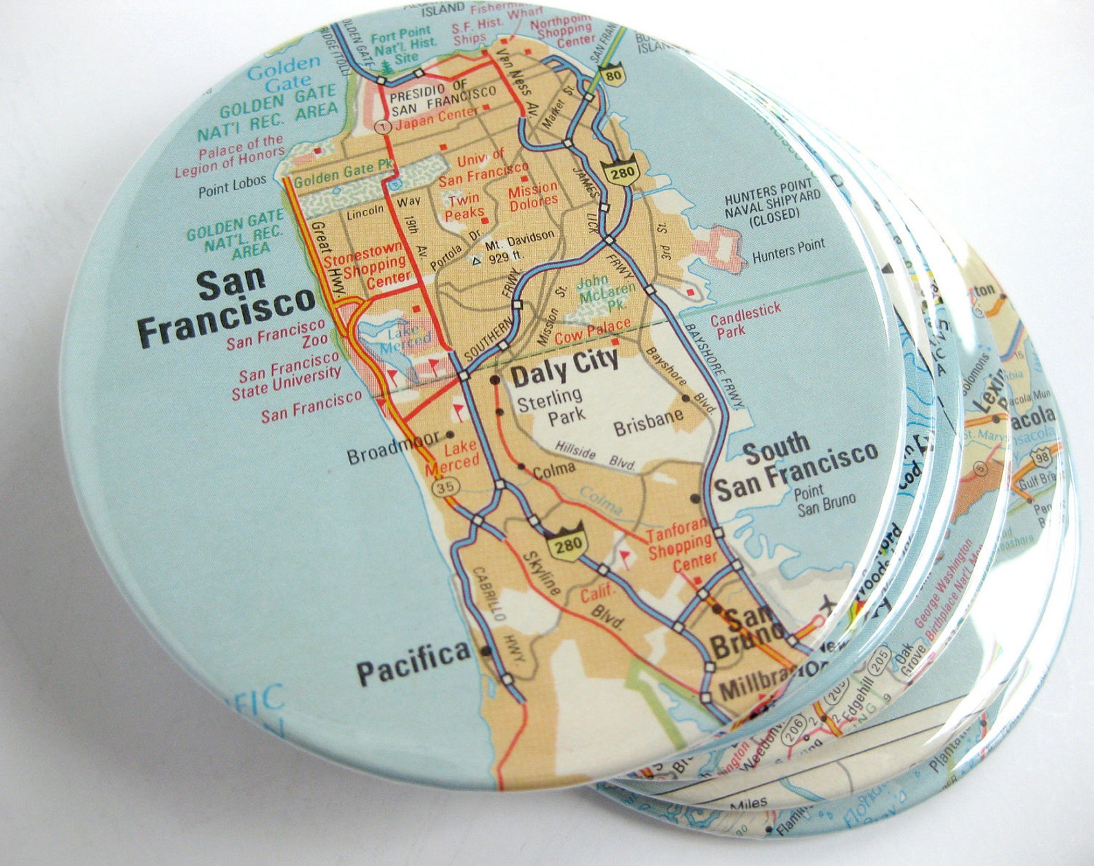 Map Coasters // Choose Your Own Set of 6 Etsy
