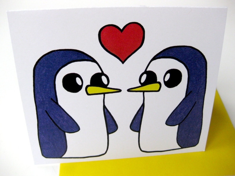 Penguin Card // Adventure Time Inspired // Gunter // Gunther // Penguin Love image 3