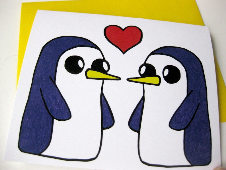 Penguin Card // Adventure Time Inspired // Gunter // Gunther // Penguin Love image 2