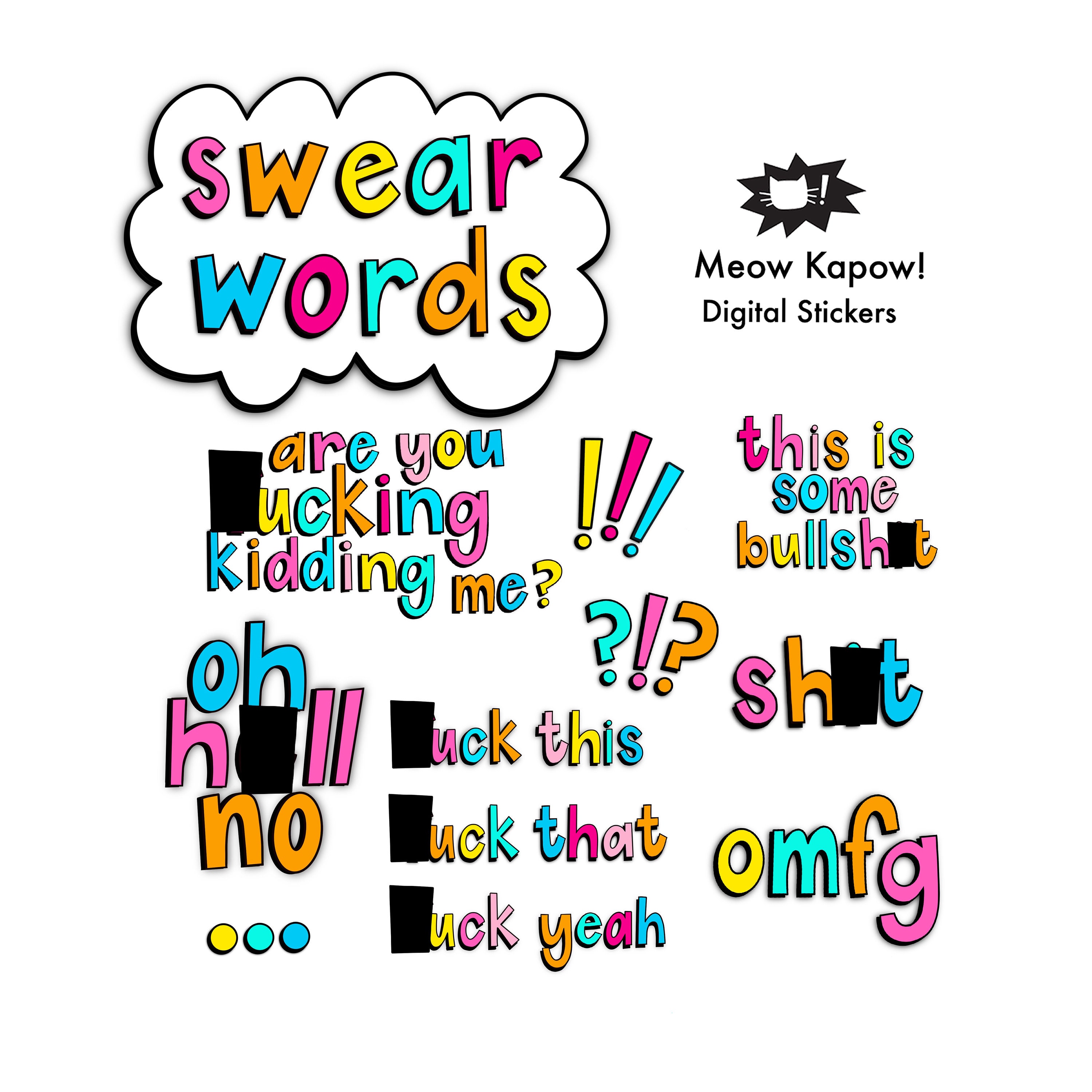 Digital Stickers // Swear Words // Goodnotes Stickers & Clip Art - Etsy