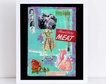 Nourishing Meat // Collage Art Print // Surreal Home Decor