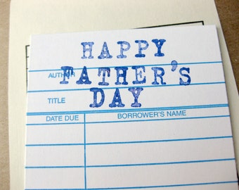 Fathers Day Card // Personalized Custom Message Library Card