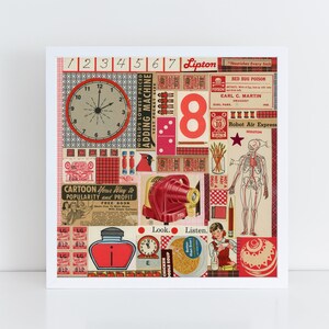 Collage Art Print // Red // Unframed image 2