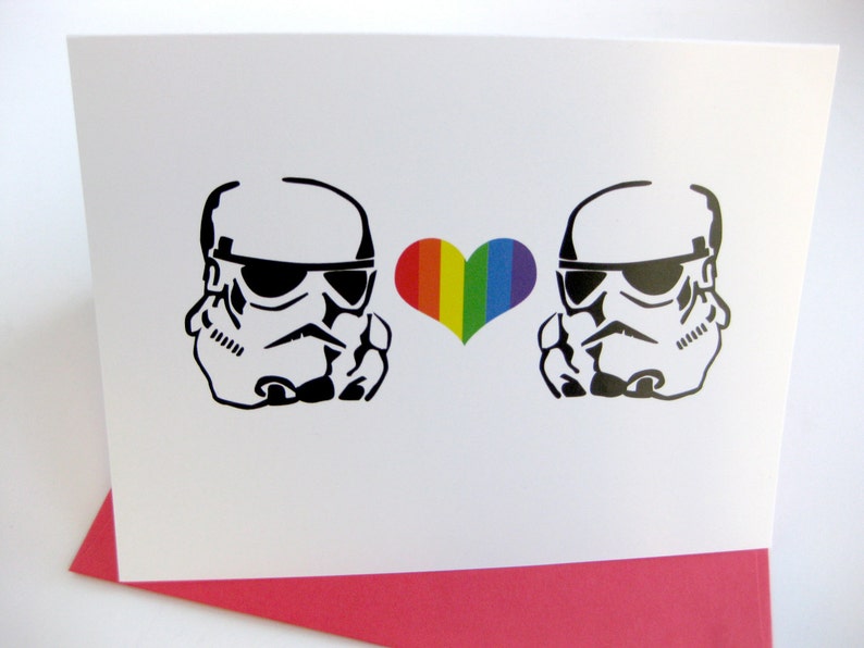 Valentine Card // Star Wars Inspired Valentine // Stormtrooper Hearts Stormtrooper Card image 3