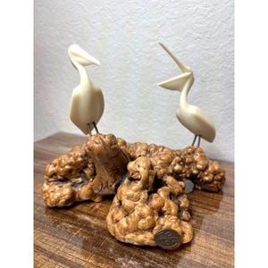 John Perry Pelican Sculpture Burlwood Ocean Sea Wildlife Art Pair Of Birds Decor