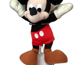 Vintage Disney 1985 Applause Mickey Mouse Plush 15" + Hang Tag & Stand Retro Toy