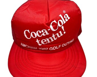Coca-Cola Trucker Hat Cap 1987 TENTU Indonesia AMCHAM Golf Outing Advertising