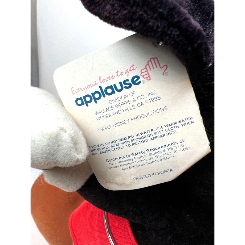Vintage Disney 1985 Applause Mickey Mouse Plush 15" + Hang Tag & Stand Retro Toy image 3