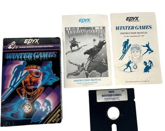 Winter Games Commodore 64 C64 With Box & Manuals Disk Epyx 5.25" Floppy Vintage
