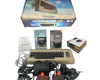 Vintage Commodore 64 & Atari Lot Computer Keyboard Games Cords Joysticks Paddles