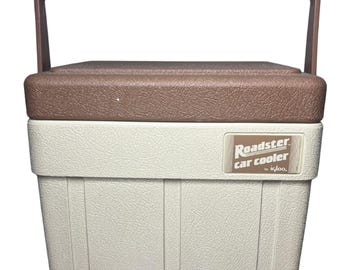 Vintage Igloo Roadster Lunch Cooler Box / Ice Chest w/ Brown Cup Holder Lid