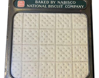 Antique NABISCO National Biscuit Soda Cracker Glass & Metal Display w/ Crackers