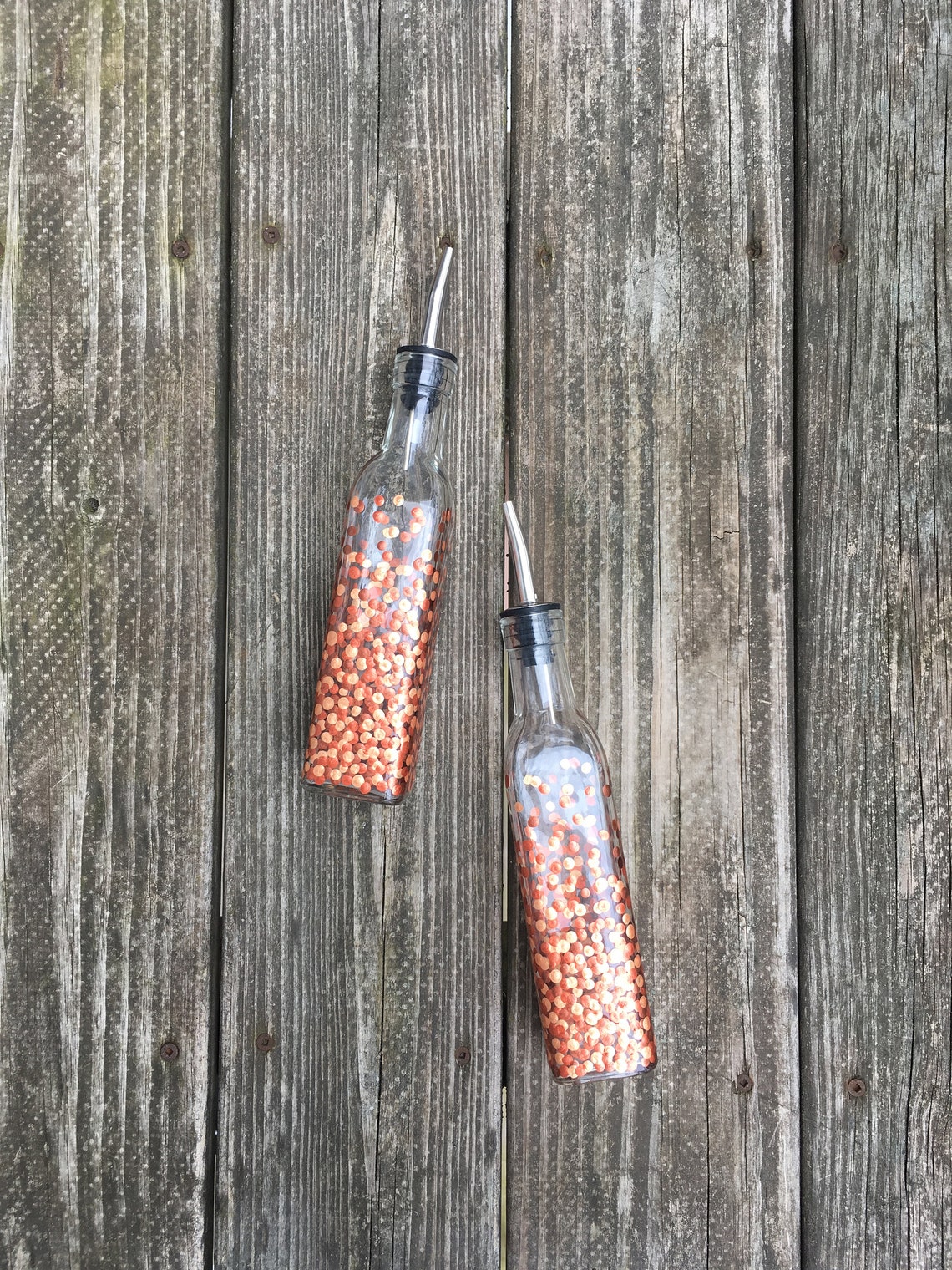 Oil and Vinegar Bottles // Set of 2 // Bronze and Copper Etsy