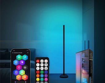 Floor Lamp Basic, LED Corner Lamp Works with Alexa, Smart Modern Floor Lamp with Music Sync and 16 Million DIY Colors, Color Changing Lamp