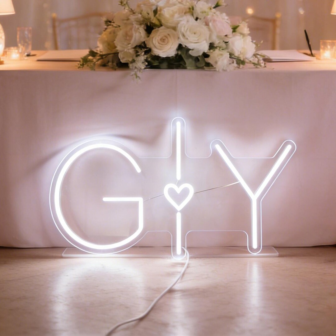 Custom Neon Wedding Sign, LED Couple Initials Light, Minimalist Wall ...