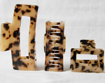 Set of Three Light Tortoiseshell Hair Claws