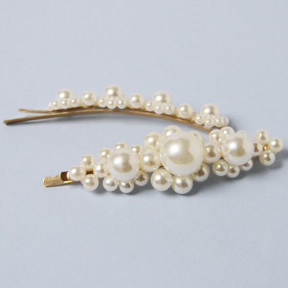 Set of 2 Flower Pearl Hair Clips - Etsy