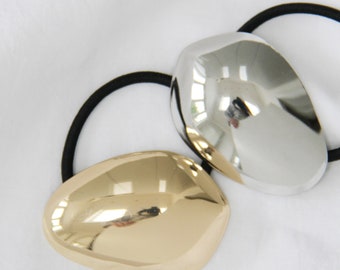 Gold or Silver Irregular Dome Ponytail Holder