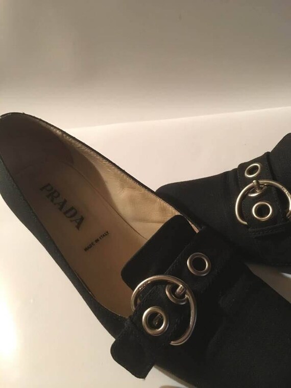Vintage Prada Shoes with Round Buckle and Three Gr