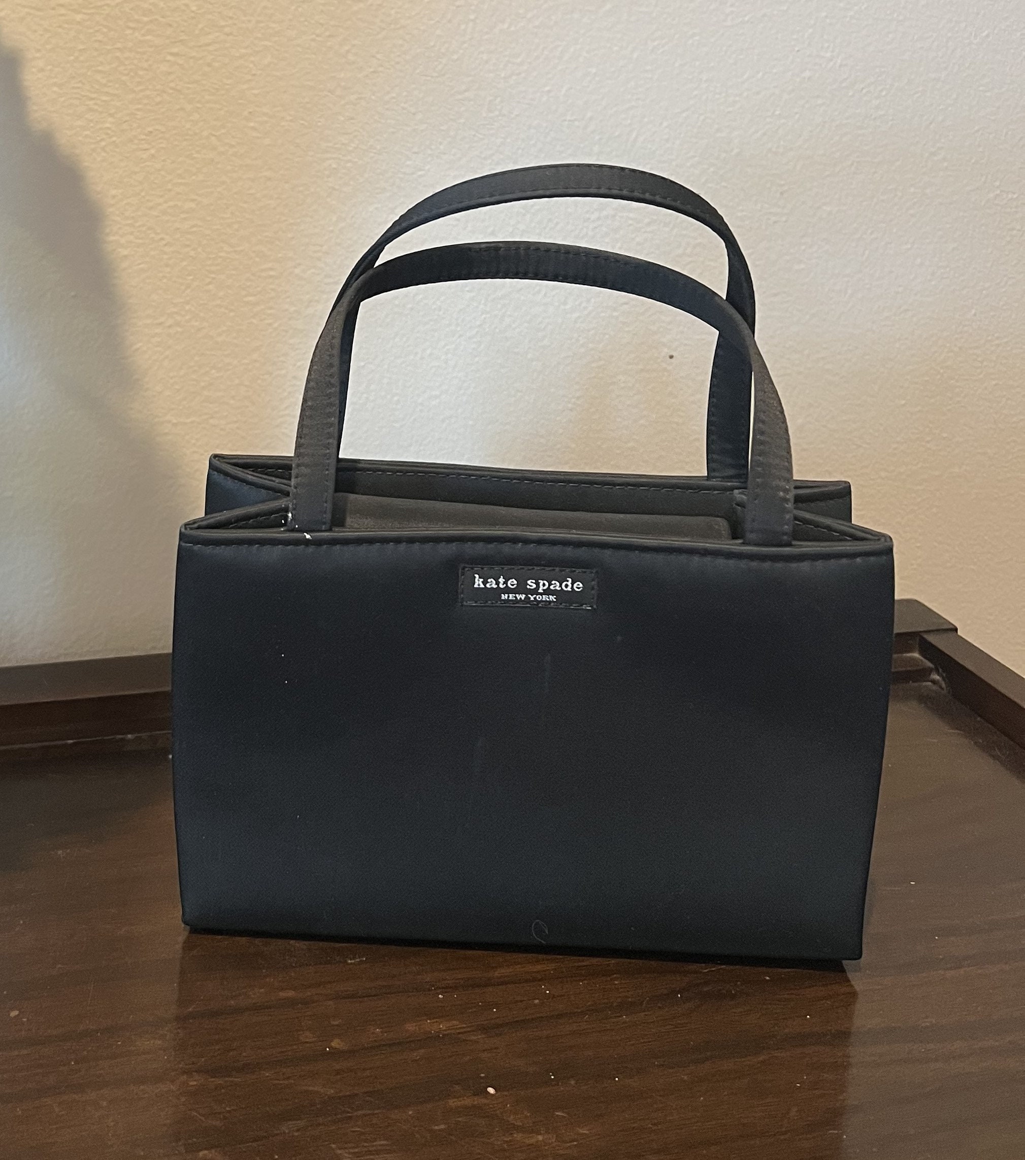 KATE SPADE Vintage Original 90's Black Nylon Sam Box Tote Shoulder Bag