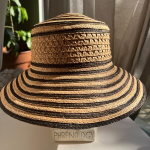Gertex Straw Beach Hat With Hand Painted Black Stripes - so  display picture 1