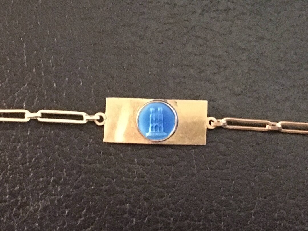 Bracelet Vintage Cathédrale De Reims Avec Lys Bleu - Ancien - Bon état Général