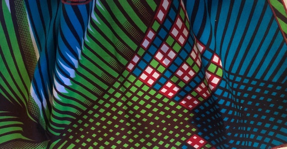 Vintage African Print Fabric - Cotton Ethnic Scar… - image 2
