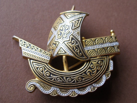 Sale. (Was 66) Awesome Antique Damascene Ship at … - image 1