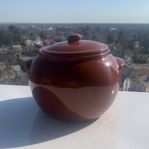 Vintage Bean Pot - Stoneware - I think It&#39;s An Early Watt - Beautiful Brown Pottery