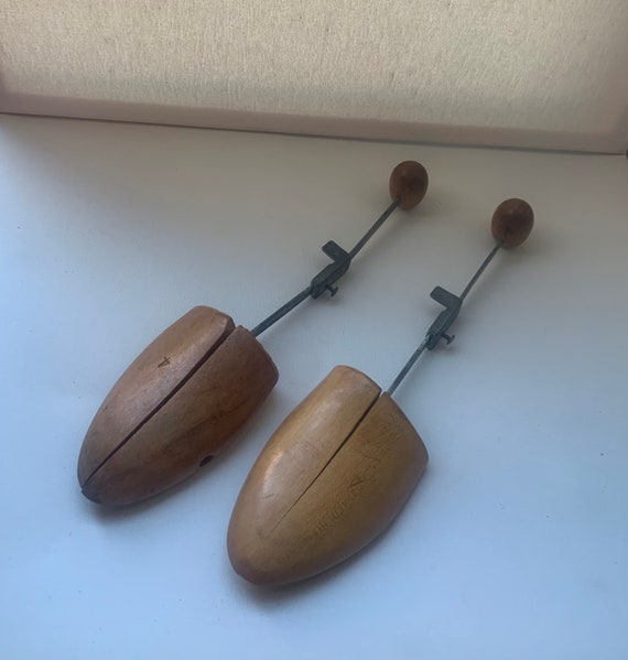 Vintage Wooden Shoe Trees - Adjustable Wooden Shoe