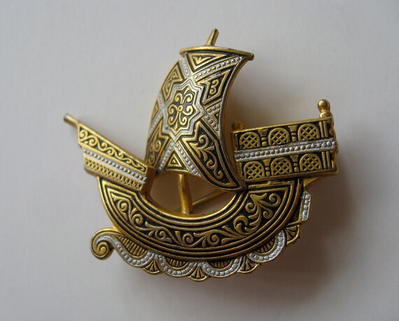 Sale. (Was 66) Awesome Antique Damascene Ship at … - image 5