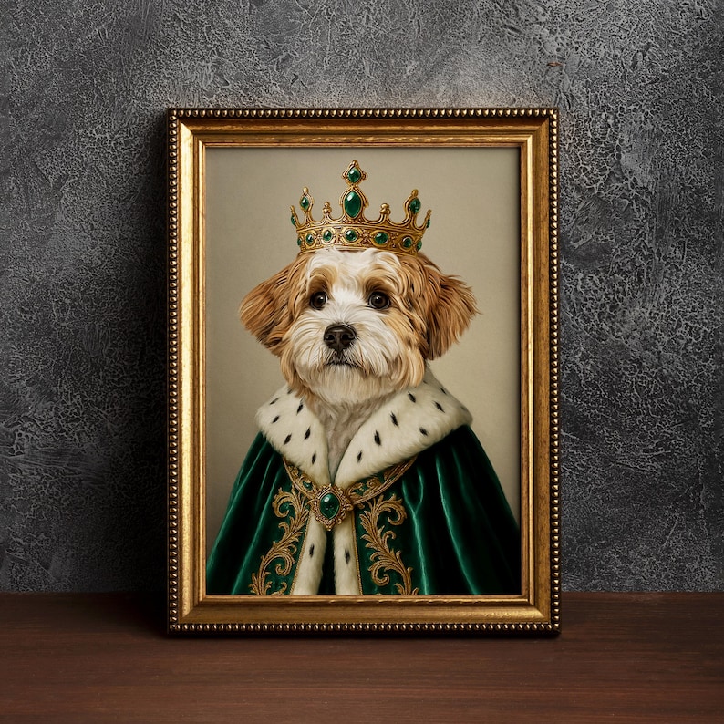 Custom Royal Dog Portrait From Photo: Pet Portrait, Custom Gift for Pet ...