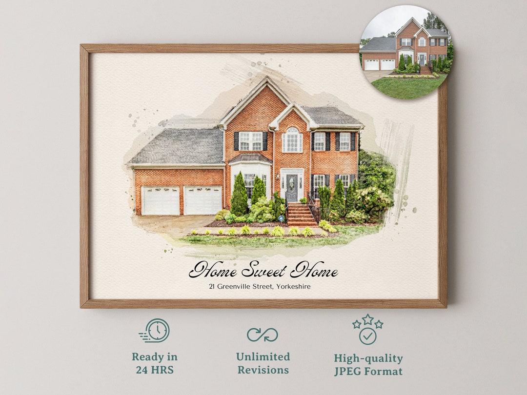 Custom House Portrait, Watercolor House Portrait From Photo, House ...