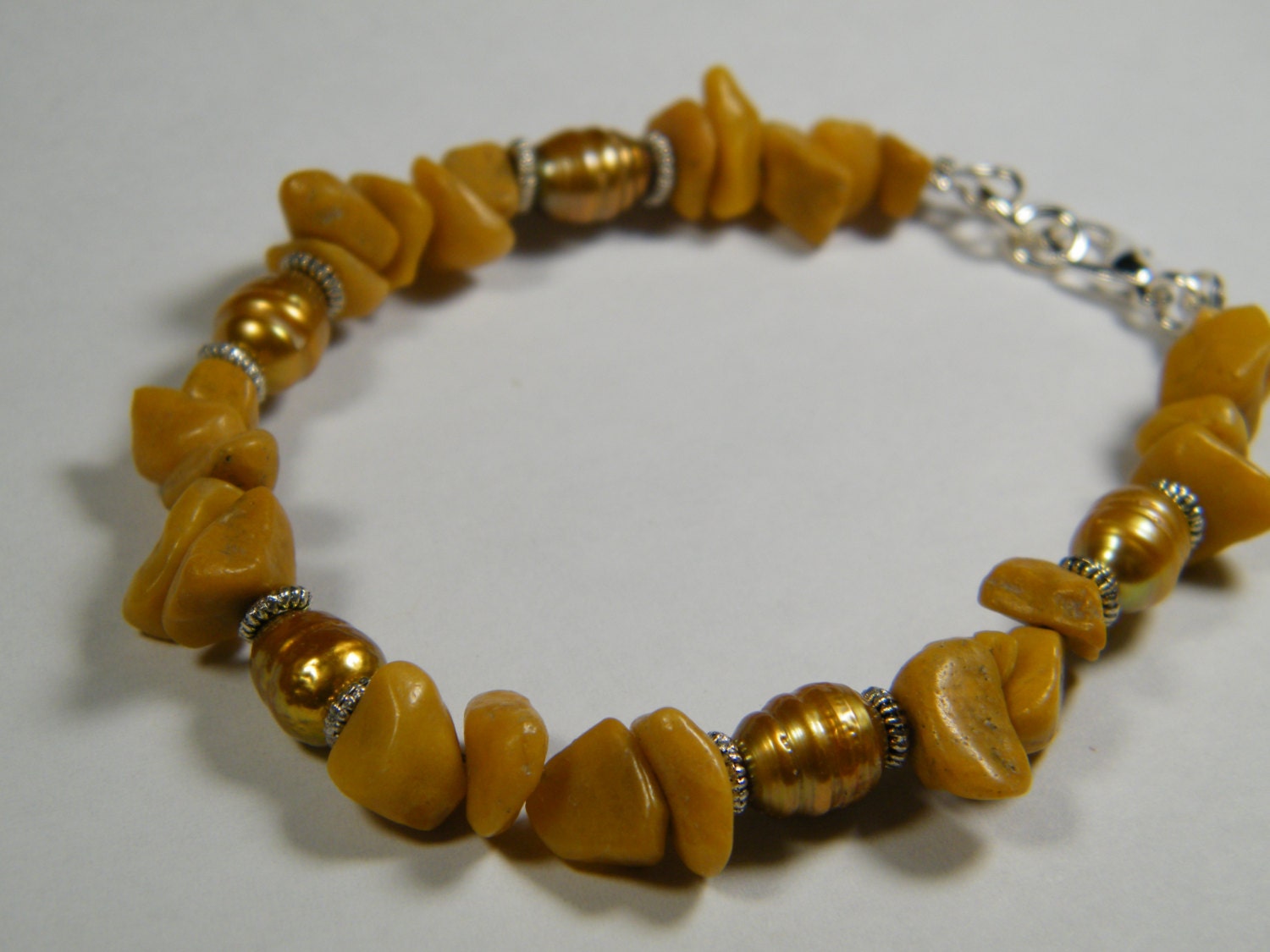 Caramel Quartz with gold cultured freshwater Pearls beaded Etsy