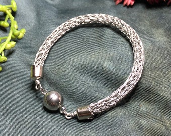 Petite, copper Viking Knit bracelet with a magnetic closure