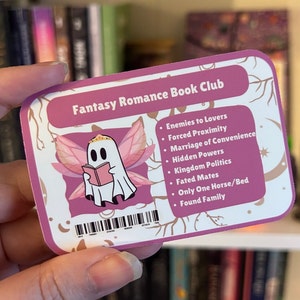 Fantasy Romance Book Club bibliotheekkaartsticker - Romantasy - Fantasy - Spicy - Bookclub - Romance Reader