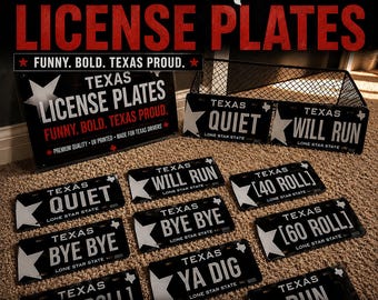 Texas Design Motorcycle License Plate: Personalized Vinyl Decal (7x4 inches ) /CUSTOM Text