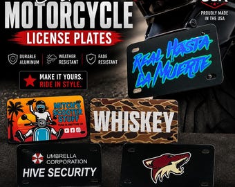 Custom Motorcycle License Plate: Personalized Vinyl Decal (7x4 inches ) / NAME/ LOGO/ CUSTOM Text