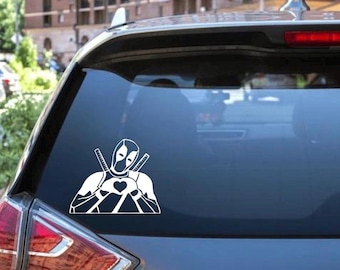 Deadpool Heart Decal - Decal for Cars, Laptop, Vehicle, Custom.